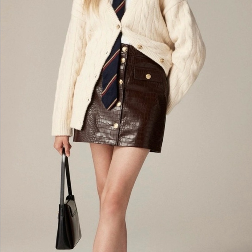 Faux leather croc skirt